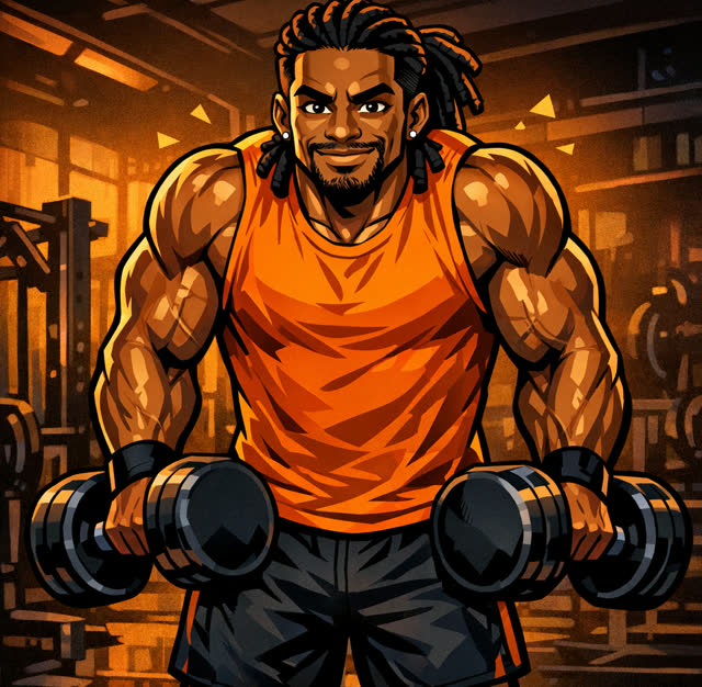 Homem de dreads fazendo encolhimento com halteres
